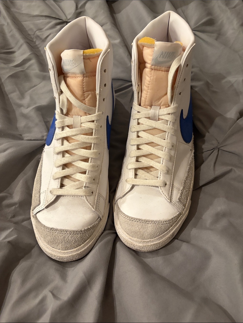 Nike Blazer Mid White with Blue Swoosh